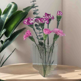 Set of 10 triangular shapped tube glass vase