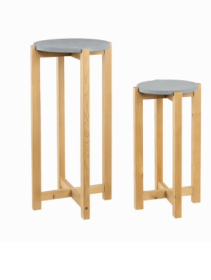 Better Homes & Gardens 2 Pack Gray Cement Wood Plant Stand