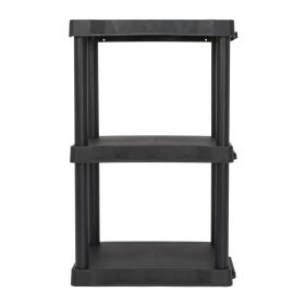Black Plastic 3-Tier 32" H x 20.07" W x 12" D, 150lb Total Capacity