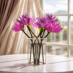 Rhombic glass hardware-edged vase in small size