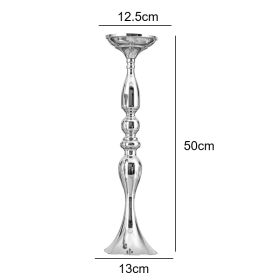 Gold/ Silver/White Metal Candle Holders Flower Vase Candlestick Centerpieces Road Lead Wedding Party Home Table Event Decoration (Color: large sliver, Ships From: China)