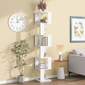 5 tier Rotating Bookshelf (Tier: 6, Color: White)